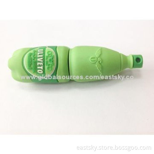 Custom Bottle-shaped USB Flash Drive, Made of Soft PVC Material, OEM Orders Welcomed